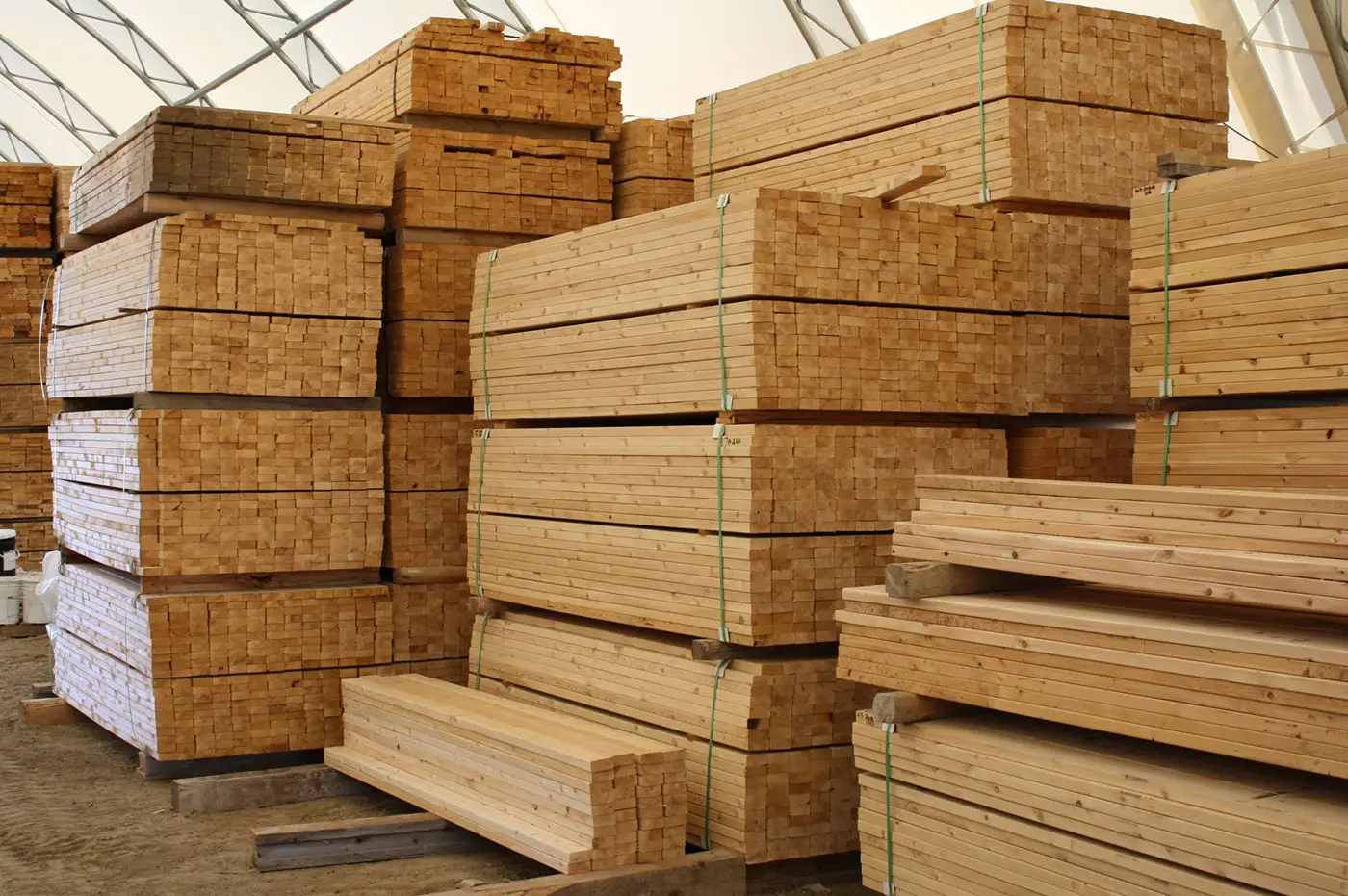 Large quantities of wood at yard